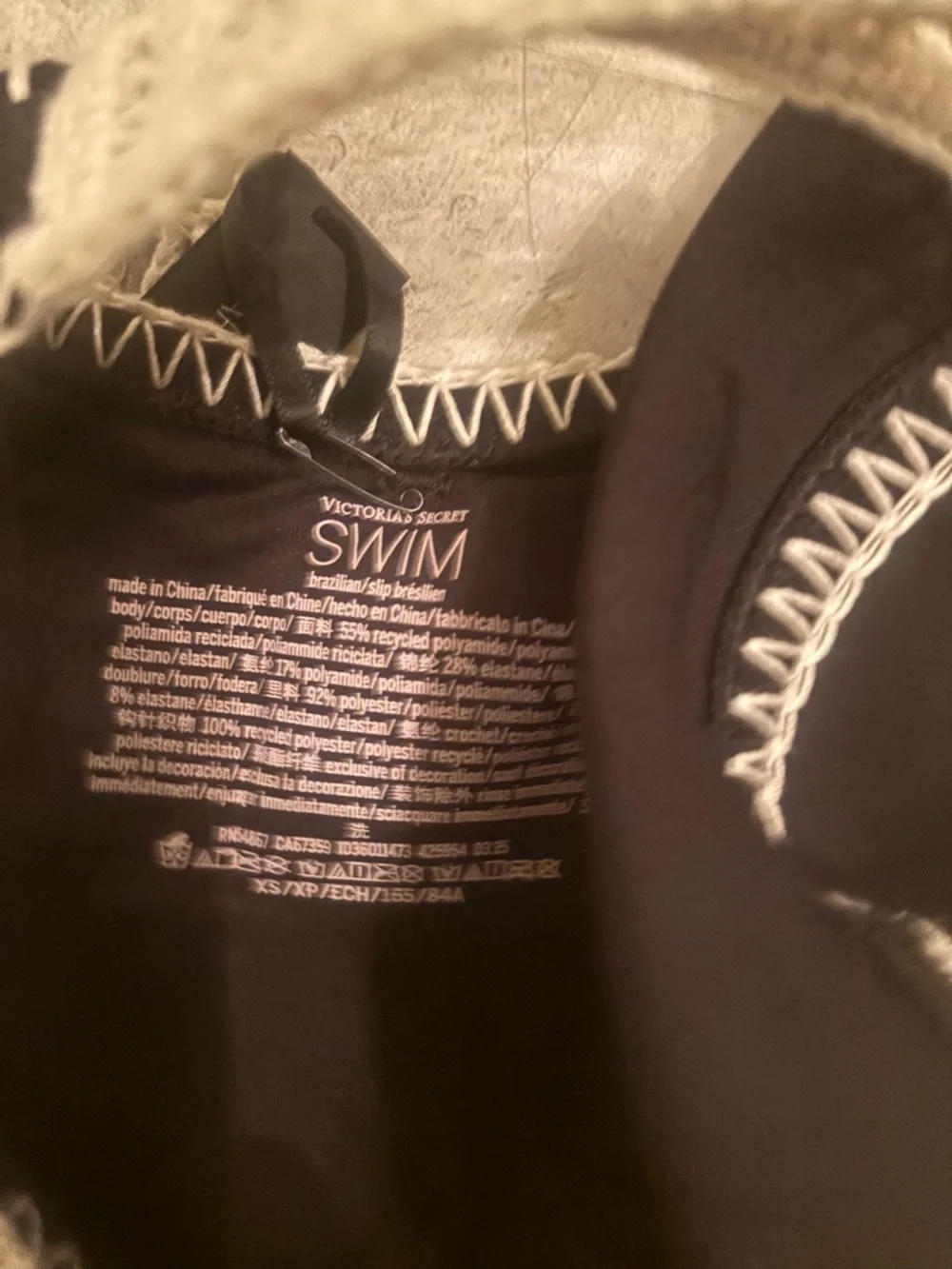 Victoria’s Secret Black and Cream Crochet-Trim One-Piece xs - Picture 3 of 5